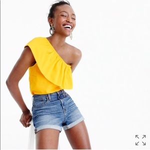 BNWT J CREW ONE SHOULDER RUFFLE TANK TOP